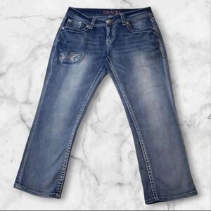 Grace in LA Jeans Size 28 Cropped Aztec Flap Pocket Stretch